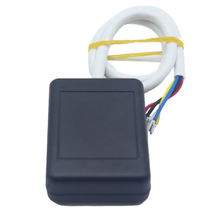 Elsema PCR43301RE - A black rectangular electronic module with a coiled white cable secured by a yellow band, featuring multicolored wire connectors on one end, shown against a plain white background.