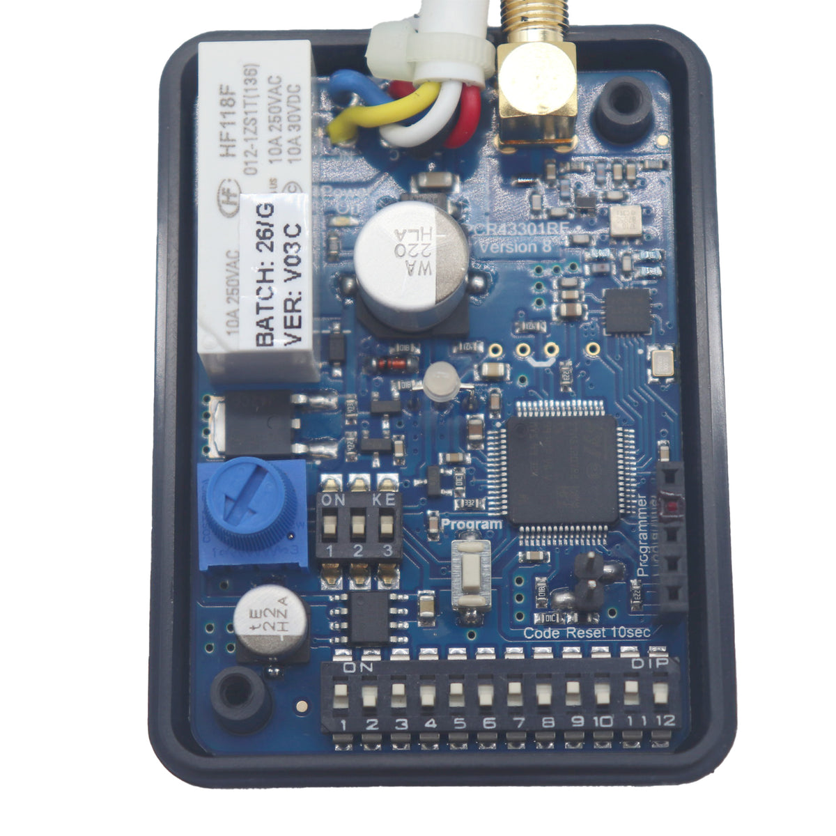 Internal Circuit Board for the Elsema PCR43301RE including the 12 Dipswitch Coding. 
