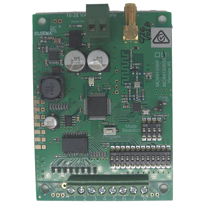 Elsema MCR91508SS receiver circuit board showing terminal connections and coding switches