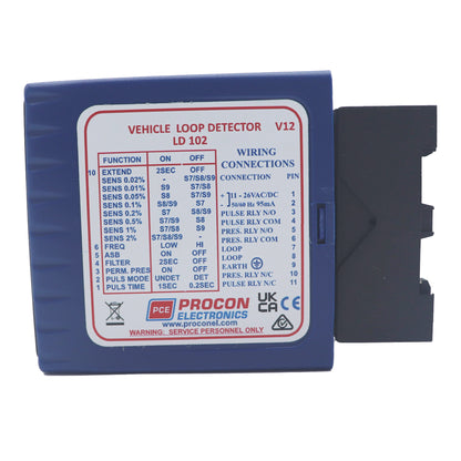 Procon LD102 single channel loop detector with wiring connection diagram