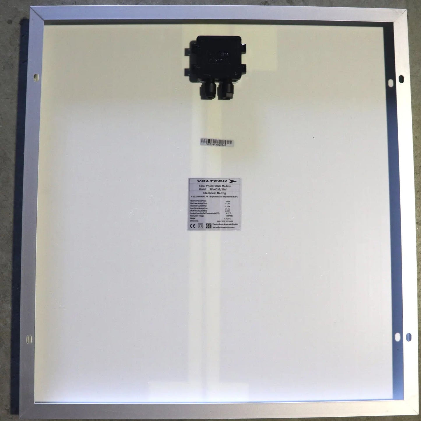 VOLTECH 40W 12v Glass Solar Panel Voltech