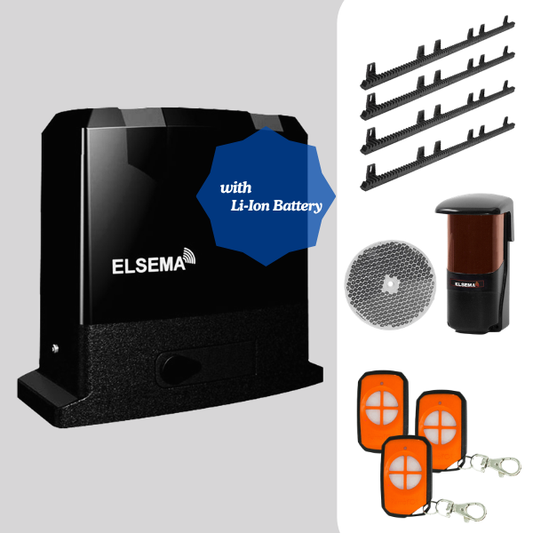 Elsema iS900B gate opener kit with 3 PentaFOB remotes and gear rack