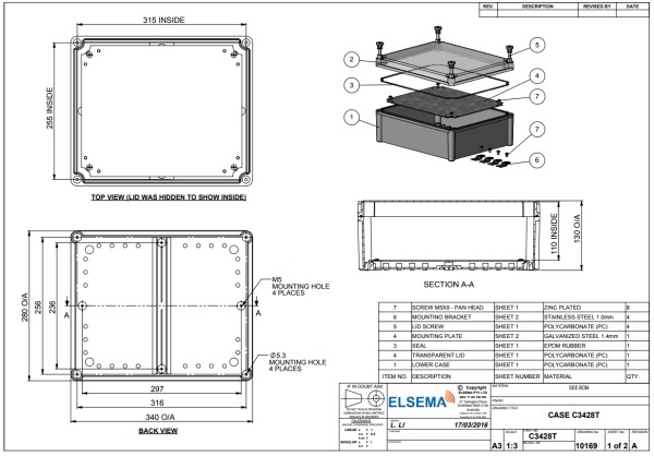 Elsema C3428T Enclosure with Transparent Lid - Image 2