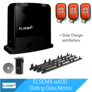 Elsema iS600Solar Sliding Gate Kit with Solar Charger and Battery